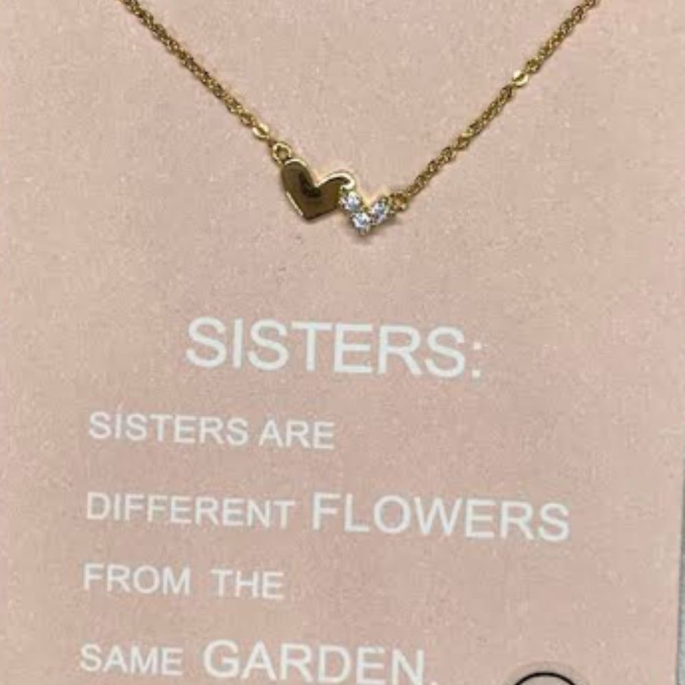 Gold Heart and Crystal Necklace